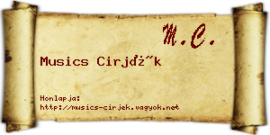 Musics Cirjék névjegykártya